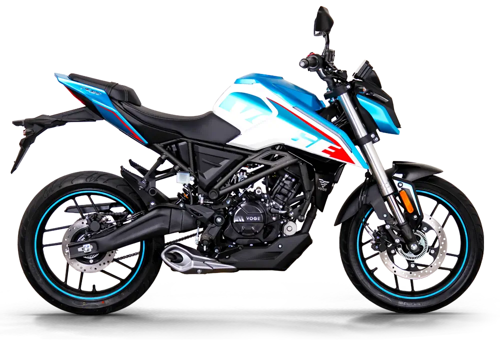side view, blue