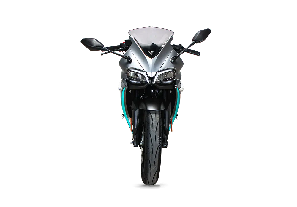 front view, grey-blue