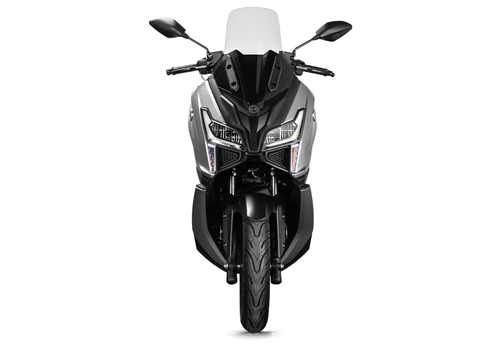 front view, silver gray